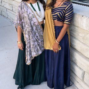 Navy Lehenga with contrast dupatta